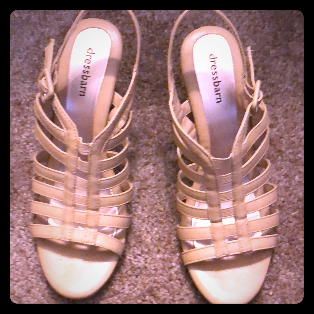 Dress barn beige, open toe strappy shoes